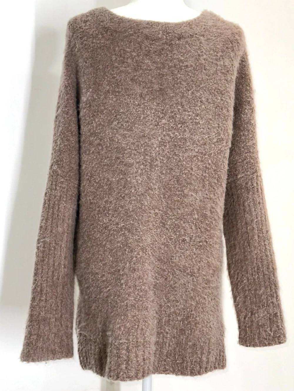 Anthropologie Sleeping on Snow Oversized Fuzzy Knit Sweater Brown Cozy Soft S